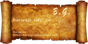 Baronyi Géza névjegykártya